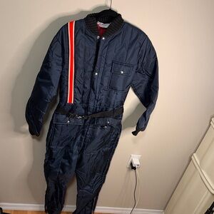 Stylish retro Navy Ski Suit with Red Accent